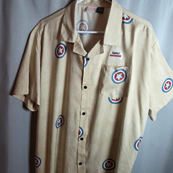 Captain America Marvel Shirt Men’s Short Sleeve Button Down Collar Size XL/TG/EG - Picture 6 of 13